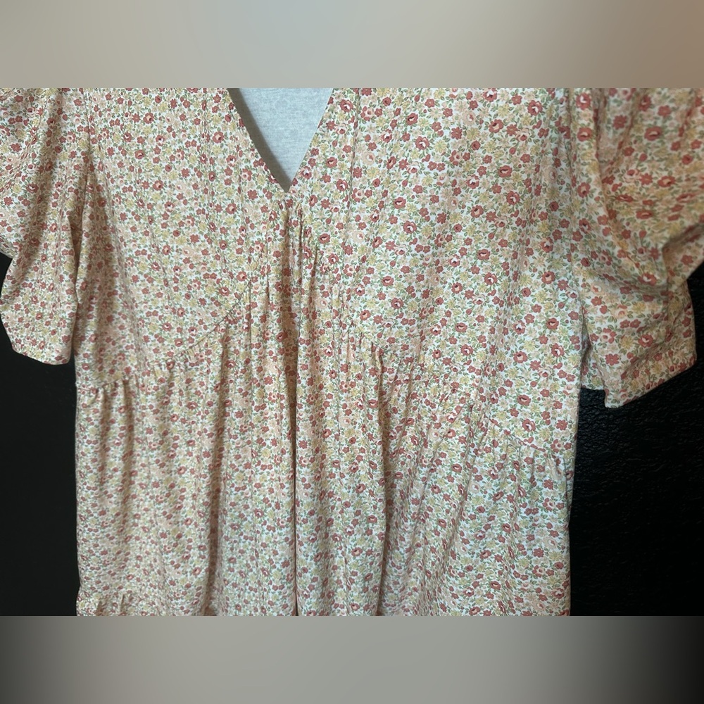 Hyacinth House Tuckernuck Floral Follie Puff Sleeve Tiered Mini Dress size L - Picture 6 of 10